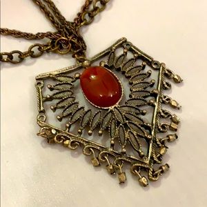 Free People Triple-Layer Stone Pendant Necklace